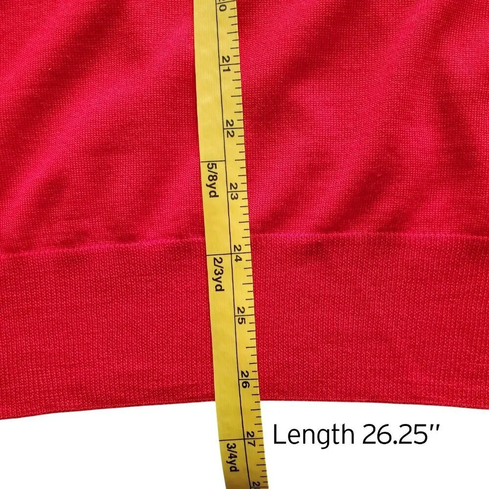 Luigi Baldo V Neck 100% Extra Fine Merino Wool Red Sweater Size M